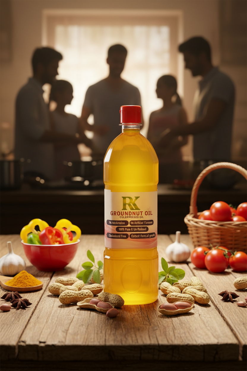 1ltr (Pet Bottle) R K Cold-Pressed Groundnut Oil