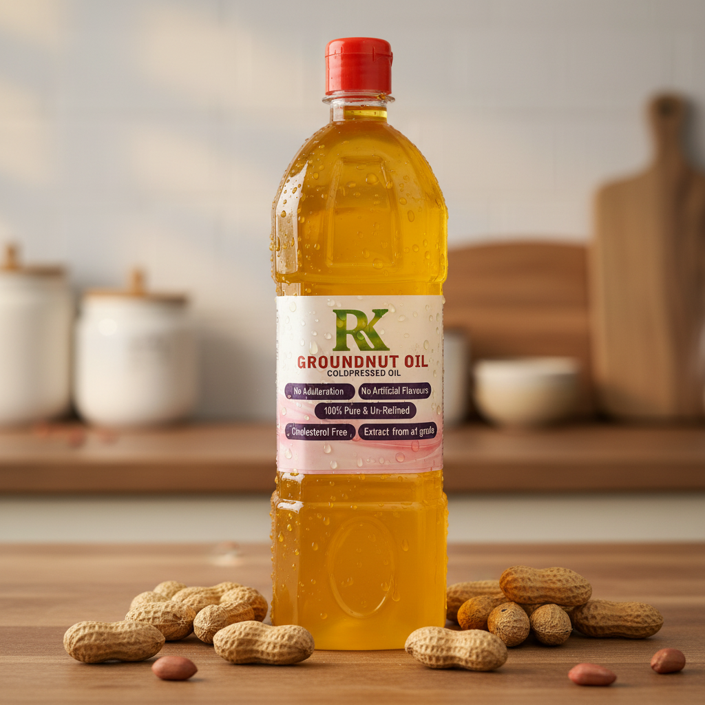 1ltr (Pet Bottle) R K Cold-Pressed Groundnut Oil